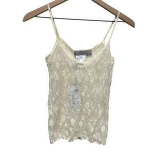 Y2k Cream Lace Camisole Medium Sheer Bridal Fairy Coquette Whimsigoth Made Italy